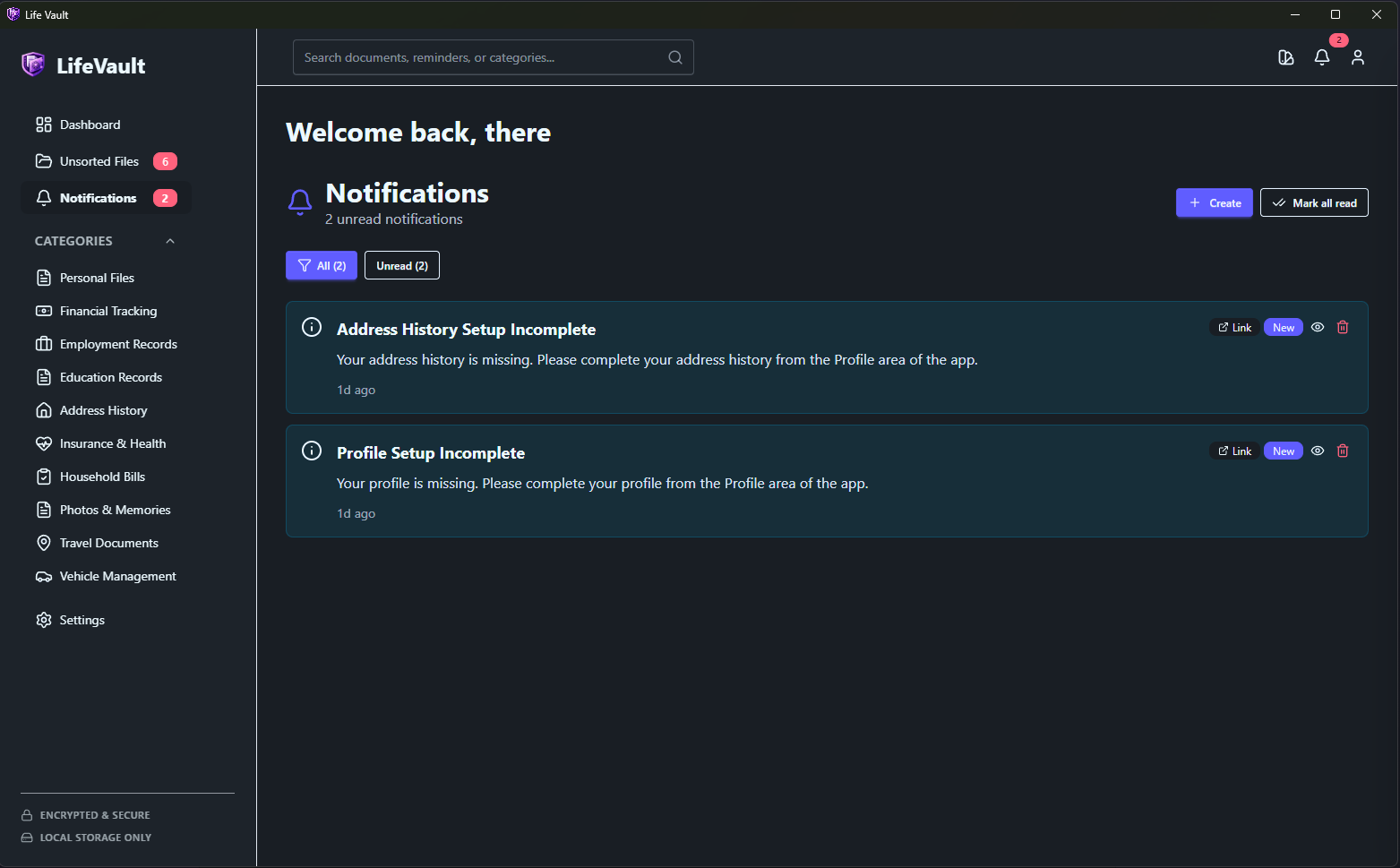 LifeVault Notifications